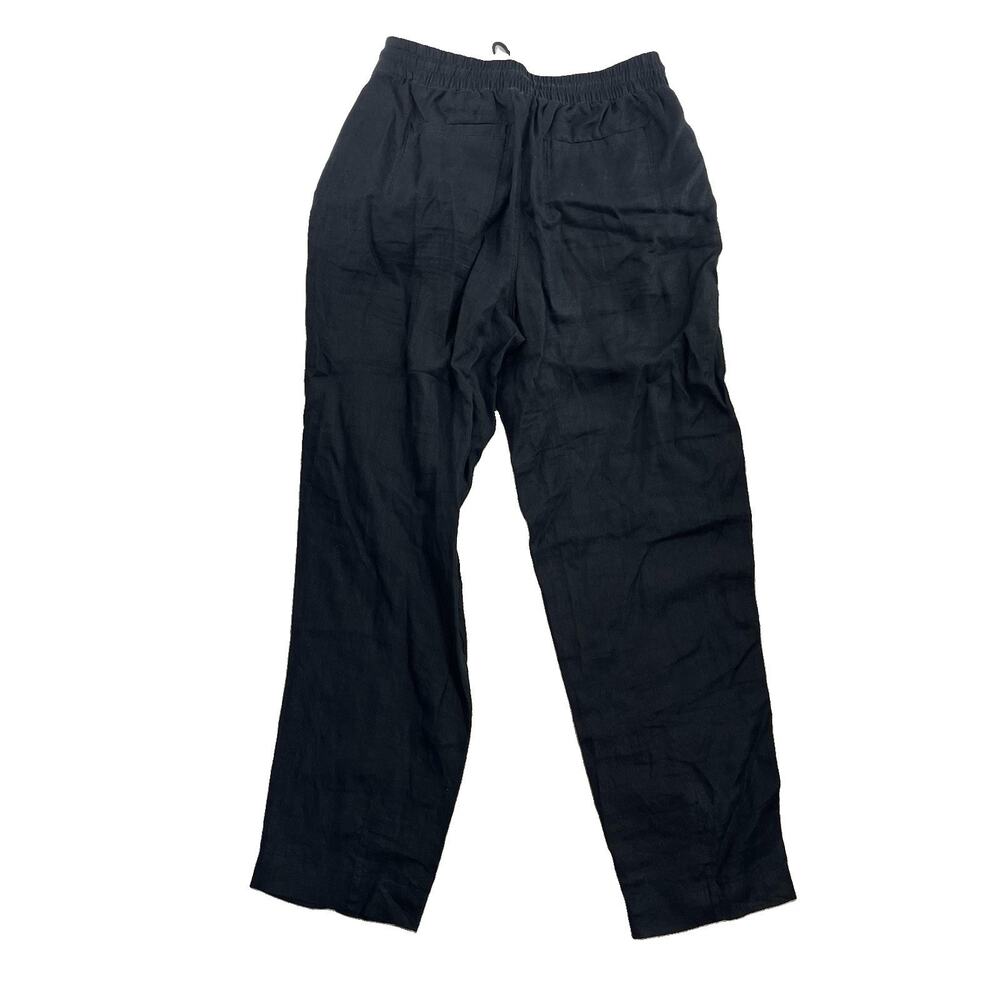 Athleta Retreat High Rise Linen Ankle Pant Small T Women Black 30" Inseam K10